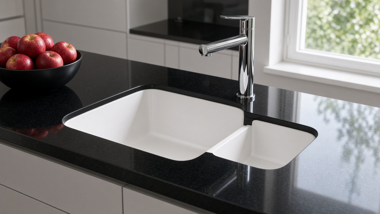 Popular 1.5 bowl white integrated kitchen sink